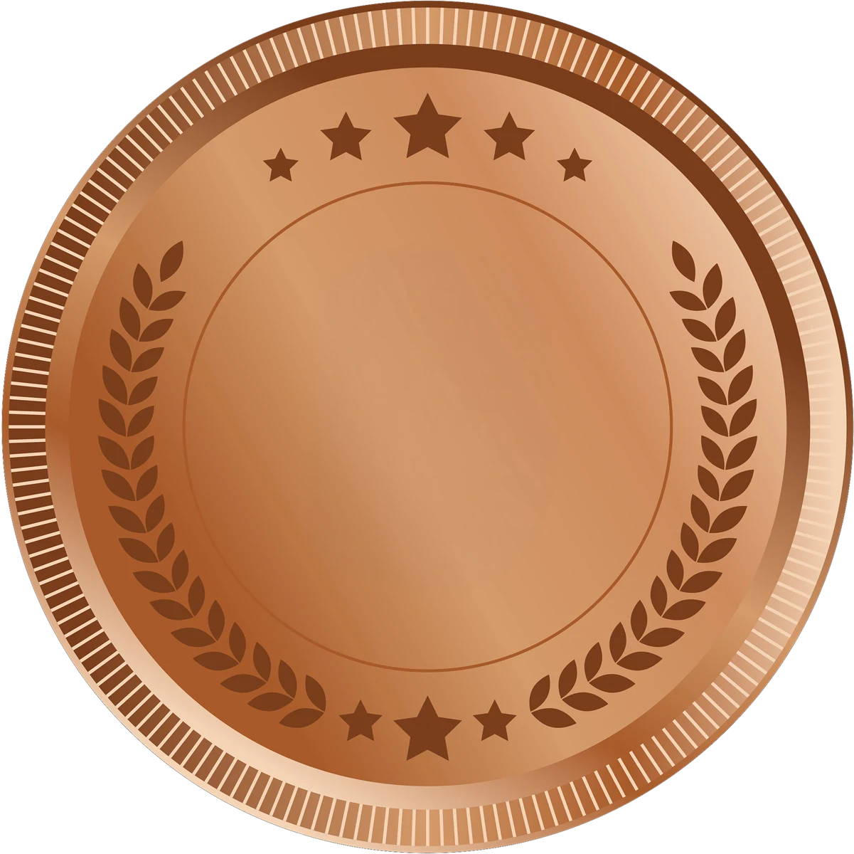 An empty bronze medal template framed by laurel branches and stars, marking the strengths checked in this review