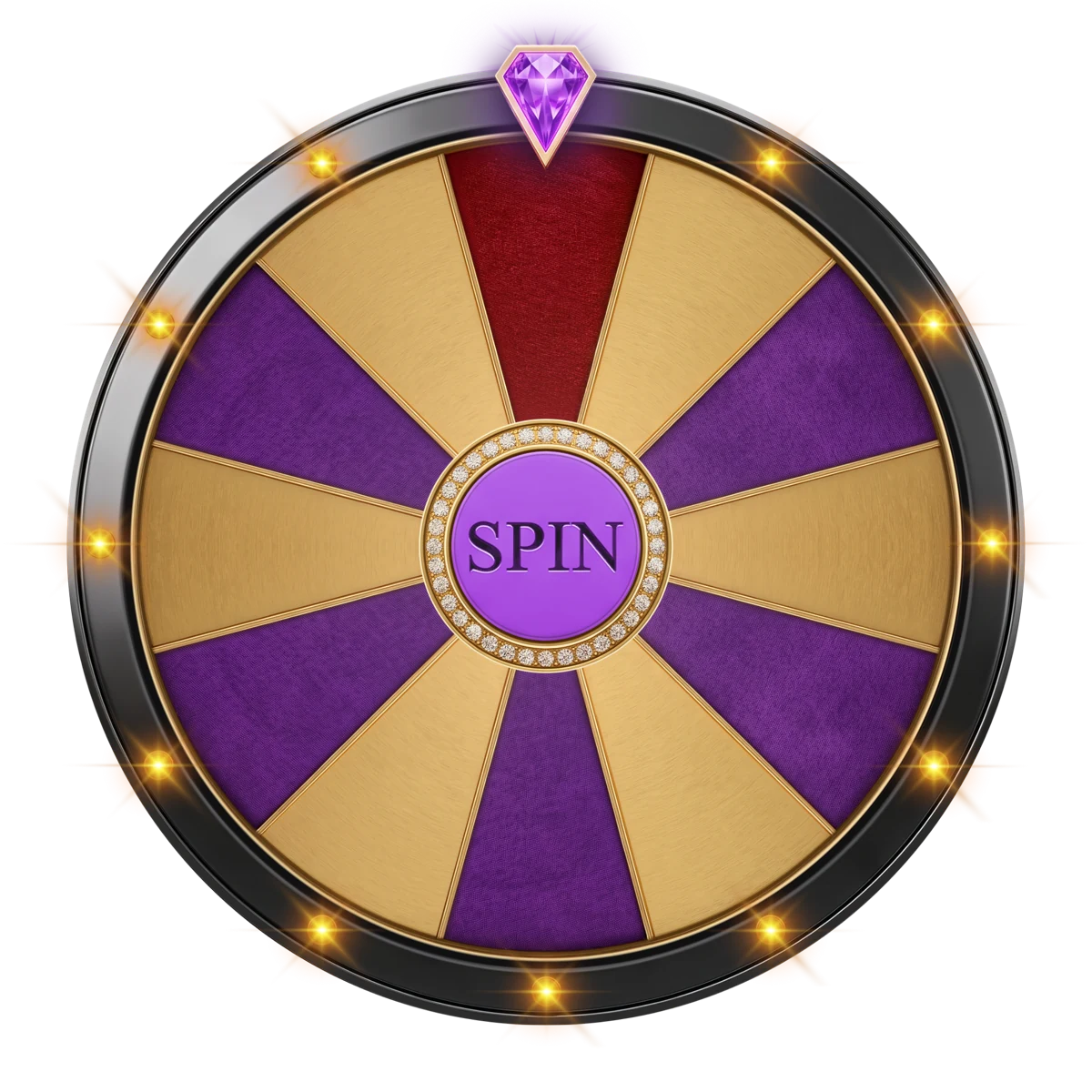 Close-up of a purple and gold prize wheel used to illustrate a jackpot pick